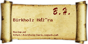 Birkholz Héra névjegykártya
